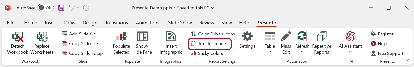 Presento Ribbon Tab